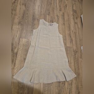 Crown Linen Designs Dress Womens Large Blue Linen Vacation Travel Office Resort